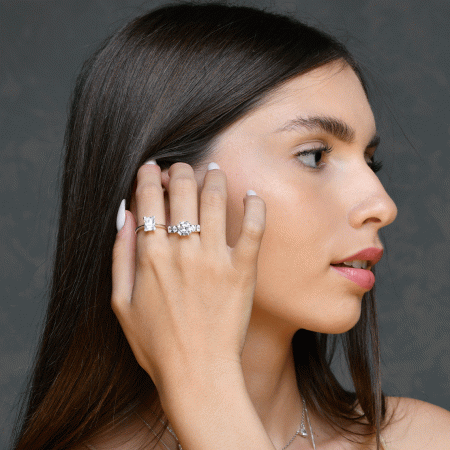 טבעת זירקון מלבנית