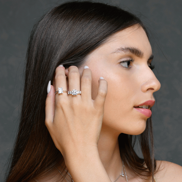 טבעת זירקון מלבנית